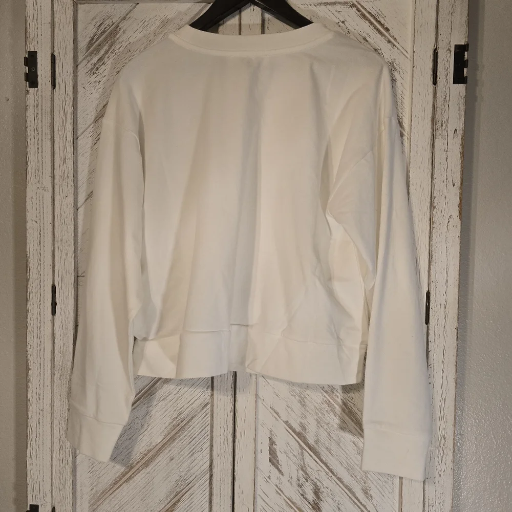 Michael Kors NWT Silver Foil Logo Crewneck Sweatshirt White Size M